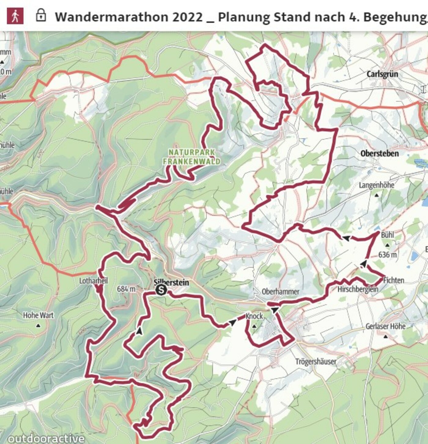 Streckenverlauf Frankenwald Wandermarathon
